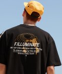 필루미네이트(FILLUMINATE) 유니섹스 오버핏 어스넷 로고 티-블랙