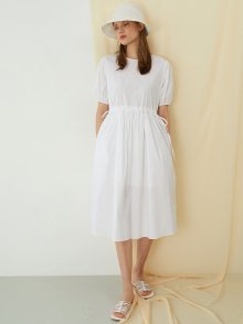 WHITE COTTON RIBBON DRESS