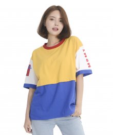 (유니섹스) Color Block Short Sleeve T-Shirt (YELLOW)