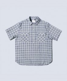 BLUER CHECK PULLOVER 1/2 SHIRTS NAVY