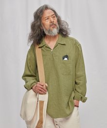 LINEN PULLOVER SHIRT _ OLIVE