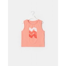핑크 여성 로고 포인트 크롭트 슬리브리스 티셔츠 (BO9542E03X)