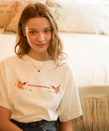 천사 & 꽃 로고 티셔츠 ( 아이보리 )