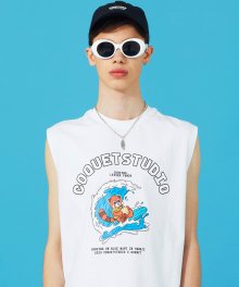 [ C.Q X QUENZY ] COCONUT SURFER LESSER SLEEVELESS [레서 팬다] [WH]