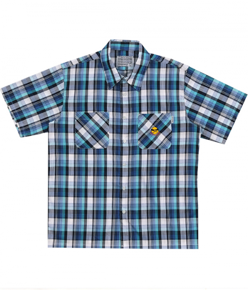 09 SMILE CHECK SHORT SLEEVE SHIRT_BLUE