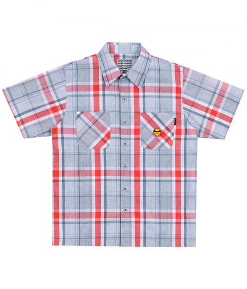 CR SMILE CHECK SHORT SLEEVE SHIRT_CORAL