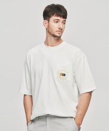 KND 포켓 자수 티셔츠 OFF-WHITE