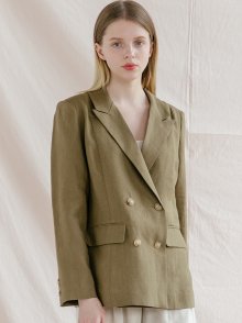 FRENCH LINEN DOUBLE JACKET_KHAKI