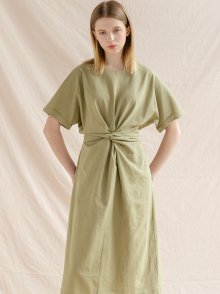 LINEN TWIST ONE-PIECE_KHAKI