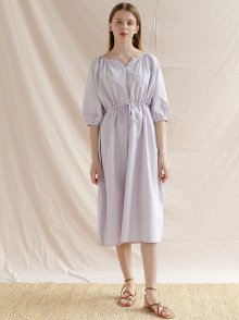 POIN SHIRRING ONE-PIECE_LIGHT PURPLE