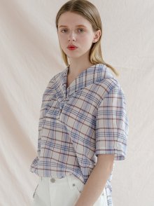 CHECK SAILOR BLOUSE_BLUE