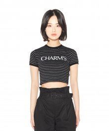 CHARMS BASIC LOGO STRIPE CROP T