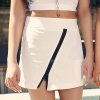 Diagonal Zipper Skirt - WHITE