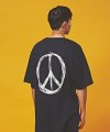 PEACE 오버핏 반팔 티셔츠 다크네이비