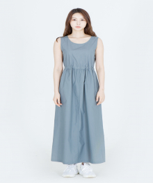 WRD012라이트 코튼 슬리브리스 롱 드레스 (블루)