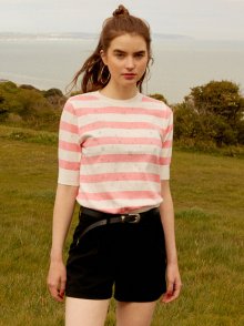 Pastel Stripe Knit Top in Pink_VK9MP0300