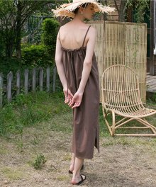 Linen String Dress - Brown