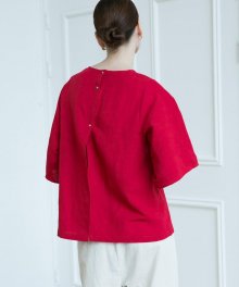 Back Open Blouse - Red