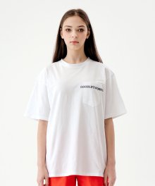 GLW 엠브로더리 포켓 하프 티셔츠 화이트