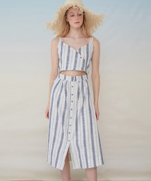 950 stripe sleeveless one-piece (blue)