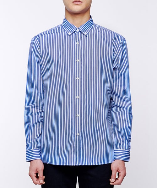 무신사 스탠다드(Musinsa Standard) 스트라이프 포플린 셔츠 [블루] - 사이즈 & 후기 | 무신사