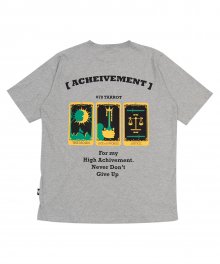 (유니섹스) 3-Tarot Gold cards Short Sleeve T-shirt(GREY)