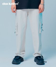 LINEN CARGO JOGGER PANTS LIGHT GRAY