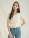 LACE SQUARE FRILL BLOUSE - IVORY