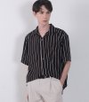 BLACK Pin Stripe Silket Half Shirts