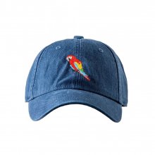 Adult`s Hats Scarlet Macaw on Navy