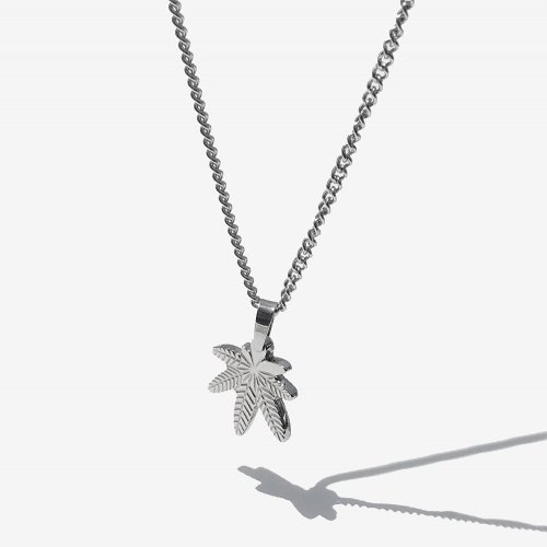 러쉬오프(rushoff) Surgical Steel Weed Pendant Chain Necklace  / 위드 펜던트 체인목걸이
