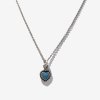 Sky-Blue Heart pendant Chain Necklace  / 스카이블루 하트 펜던트 체인 목걸이 (은도금)