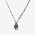러쉬오프(RUSH OFF) Sky-Blue Heart pendant Chain Necklace  / 스카이블루 하트 펜던트 체인 목걸이 (은도금)