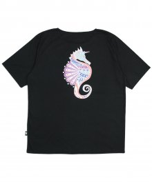 (유니섹스) Seahorse Graphic Short Sleeve T-shirt (BLACK)