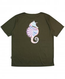 (유니섹스) Seahorse Graphic Short Sleeve T-shirt (KHAKI)