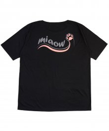 (유니섹스) Cat Footprint Short Sleeve T-shirt (BLACK)