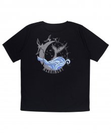 (유니섹스) Waves by Whales Short Sleeve T-shirt (BLACK)