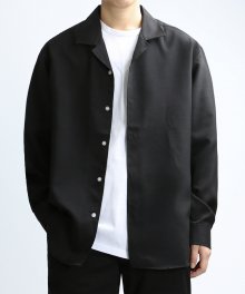 Lin.Satin Work Shirts (Black)