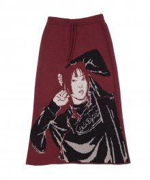 SeeSea Wool Knit Skirt [Burgundy]