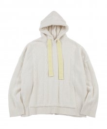 Oversized Cable Stitch Knit Hoodie  [Cream]