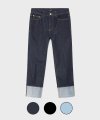 Denim Roll-up Pants(3 COLOR) - Navy/Black/Light Blue