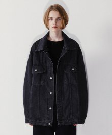 [UNISEX] Overfit black denim jacket