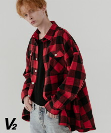 Overfit check jacket_red