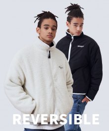 Reversible High Neck Fleece Jacket - Ivory
