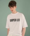 하프 로고 오버핏 티셔츠-화이트