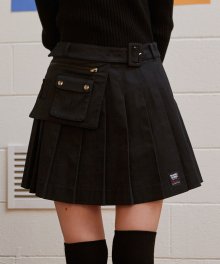 (SK-19541) BELT PLEAT SKIRT BLACK