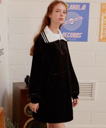 (OP-19715) VELVET ANORAK ONE-PIECE BLACK