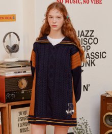 (KT-19535) SAILOR COLOR BLOCK KNIT NAVY