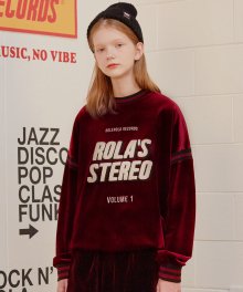 (TS-19723) VELVET SWEATSHIRT WINE