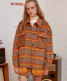 (BL-19712) DETACHABLE QUILTING CHECK SHIRT MUSTARD